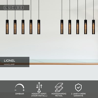 Lucide LIONEL - Hanglamp - 5xE27 - Zwart